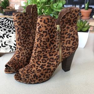 cheetah print open toe booties